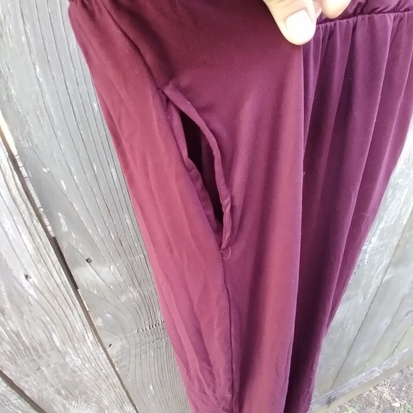 NWT J For Justify size XL jumpsuit short sleeve henley bordeaux red - Picture 4 of 12